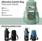 Insulated Water Bottle | Thickened Stainless Steel for Gym and Hiking with Straw, Carrier Bag, Handle Strap | BPA-Free 87 oz