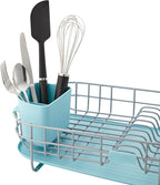 KitchenAid Low Profile Compact Dishrack with Removable Flatware Caddy and Angled Self-Draining Board, Rust Resistant Wires, 12.59 x 17.55 x 6.29 Inch, Mineral Water