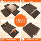 WOWBOX Sheet Organizers and Storage,Closet Bed Sheet Organizer Under Bed Storage and Organization with Label Cards & Clear Window for Bedding Sheets,Duvet Covers,Blankets (6 Pack，Brown)
