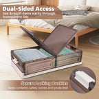 FAHKNS 2 Pack Under Bed Storage with Wheels, 15.2Gal Stackable Under Bed Storage Containers with Lids, Plastic Collapsible Organizer for Clothes and Shoes, Grey