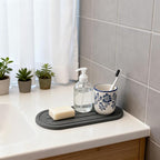 2PCS Water Absorbing Stone Drying Tray Mat for Bathroom Sink & Kitchen Counter Faucet Organizer Decor, Quick Dry Dish Soap Dispenser Sponge Holder, Vanity Caddy Coaster,Dark Gray -10"*3.8"