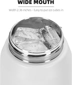 Fanhaw 24 oz Insulated Stainless Steel Water Bottle with Anti-Dust Chug Lid, Leakproof Vacuum Metal Bottle for Kids, Women & Men (White Black)