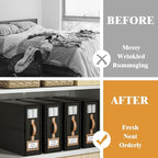 8 Pack Foldable Bed Sheets Set Organizers and Storage(King & Queen Size),Linen Fabric Closet Organizers with Window,Folding Bedding Storage Box for Bedsheets and Pillow Cube Organizer-Black