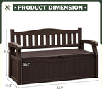 Flamaker 80 Gallon Storage Bench Outdoor Indoor, Durable All-Weather Seating with Hidden Storage, Lockable Deck Box for Garden, Patio, Poolside (Brown)