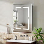 16X24 Inch Bathroom Medicine Cabinet with Mirror, Adjustable 3-Color Brightness Dimming LED Mirror Cabinet Recessed or Wall Mounted, Black Medicine Cabinet with Lights, Defogger