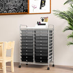 GOFLAME 20-Drawer Rolling Storage Cart, Multifunctional Art Craft Organizer Cart, Mobile Utility Storage Cart with Removable Drawers & Lockable Wheels, Craft Cart for Home Office School, Grey Gradient