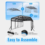 12x25FT Metal Carport, Extended Heavy Duty Carport with Reinforced Frame & Side Support Poles for All-Weather, Large Car Port for Pickup Trucks, Boats, Cars & Tractors