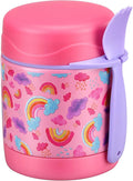 10oz Soup Thermo for Hot Food Kids Insulated Food Jar,Thermo Hot Food Lunch Container, Width Mouth Stainless Steel Lunch Box for Kids with Spoon (Pink-rainbow)