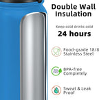 Fanhaw 40 oz Insulated Stainless Steel Water Bottle with Chug Lid, Leakproof & Sweat-Free Extra-Large Metal Bottle for Outdoor, Hiking & Gym (Sky Blue)