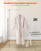 VEVOR Clothes Drying Rack, 2-Tier Foldable Laundry Dryer Rack with Sock Clips & 31 Dry Rods, Metal Height Adjustable Drying Racks for Outdoor & Indoor, Free-Standing & Space-Saving Hanger, White