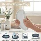 Silicone Bathroom Vanity Tray, Modern Round Decorative Tray for Countertop, Waterproof & Unbreakable Cosmetic Perfume Organizer, Extra-Thick & Sturdy, Easy to Clean Candle Tray (9 inch, White)