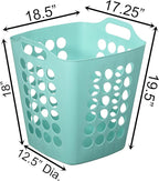 Flexible Plastic Laundry Basket - Square Storage Hamper with Side Handles for Easy Carrying - Versatile Organizer for Laundry, and Household Storage, Green 50 Litter