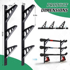 Ski Wall Rack Horizontal Ski Rack Wall Mount Hockey Stick Storage, Garage Storage for Sports Equipment, Skates, Lacrosse Sticks, 3 Tiers