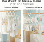 26-Clip Multi-Layer Clothes Drying Rack, BPA-Free ABS Laundry Hanger for Baby Clothes, Socks & Underwear, Heavy Duty Non-Foldable Hanger for Apartment, Nursery & Small Spaces (Off-White)