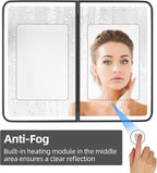 36 x 30 Inch LED Medicine Cabinet with Mirror, UL Certified Dimmable Lighted Bathroom Mirror Cabinet, Anti-Fog & Memory Function, 3 Color Modes, Recessed or Wall Mounted, Adjustable Shelf, Black