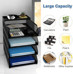 Natwind 4-Tier Paper Organizers,Desk Organizer,Stackable Paper Tray, Desk Accessories,Metal Mesh Desktop Organizer,Letter Trays,File Document Storage Rack for for Home, Office, School (Black)