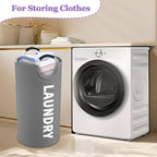 Collapsible Laundry Basket with Handles, 95L Large Laundry Hamper for Bedroom, Dirty Clothes Hamper Stand Up Well, Portable Storage Basket for Famliy, Travel, Dark Grey