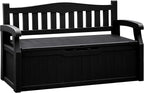 Flamaker 80 Gallon Storage Bench Outdoor Indoor, Durable All-Weather Seating with Hidden Storage, Lockable Deck Box for Garden, Patio, Poolside (Black)