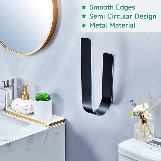 Toilet Paper Storage Wall Mount, Over The Tank Extra Toilet Paper Holder for 3 Rolls Tissue, Metal Tissue Roll Storage Stand for Bathroom, RV Adhesive Loo Roll Holder (Black)