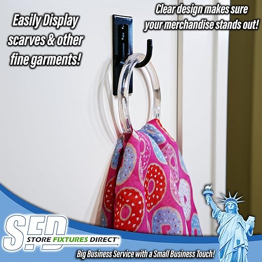 Clear Plastic Retail Scarf Rings - Round Fine Garment Hangers - 2.58" ID - 3.25" OD - 100 Pack