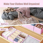 Drawer Organizer Clothes 8 Pack Clothes Organizer Dresser Drawer Organizers for Socks Underwears Bras Foldable Closet Organizers and Storage Fabric Storage Dividers for Nursery Bedroom, Pink