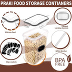 PRAKI Airtight Food Storage Containers Set with Lids - 24 PCS, BPA Free Kitchen and Pantry Organization, Plastic Leak-proof Canisters for Cereal Flour & Sugar - Labels & Marker(Grey)