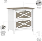 Bush Home Key West 2 Drawer Lateral File Cabinet in Pure White and Shiplap Gray, Document Storage for Home Office, Accent Chest with Drawers