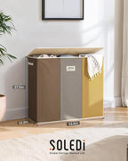 SOLEDI 180L 3-Section Laundry Hamper with Lid, Extra Large Dirty Clothes Basket with Sturdy Handles for Laundry Room & Bedroom - Durable Organizer for Sorting Laundry