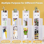 LuiceABC Toilet Paper Holder Stand, Over The Toilet Storage Cabinet for Bathroom, Slim Corner Shelf for Small Space Storage, Small Bathroom Storage Cabinet with Doors - White