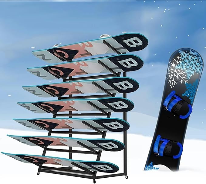 Freestanding Metal Snowboard & Ski Storage Rack for Garage or Home Gym - Organize with 4/5/6 Layer Options, Durable Triangle Design for Maximum Space Efficiency