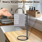 NearMoon Hand Towel Holder Stand, Thicken Metal L Shape Hand Towel Rack, Small Towel Ring, Stable Standing Towel Bar for Bathroom Kitchen Vanity Countertop, 8” L 14” H (Matte Black, 3 Pack)