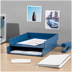 Poppin Stackable Front Loading Letter Tray, Blue, Rectangular