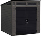 Suncast Modern Outdoor Storage Shed, 200 cu. ft. Peppercorn Resin Shed for Lawn Mower, Bikes, Utility Tools, Patio, & Yard. Weatherproof & Lockable Modern Sheds & Outdoor Storage, Made in USA