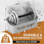 LEVERLOC Shower Caddy Suction Cup 2 Pack, Shower Organizer Removable Bathroom Shelf, Storage for Inside Shower Powerful Suction Max Hold 22lbs Waterproof Holder, Gray