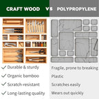 Bamboo Drawer Organizer 7 Pcs for Kitchen Multi-purpose Storage Dividers for Kitchen, Office, Jewelry, Cosmetics, Wooden Drawer Dividers for Drawer Organizer Desk Organizer Gift for Women Gifts Idea