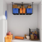 3x6ft Overhead Garage Storage Rack,Adjustable Ceiling Mounted Storage Racks,Heavy Duty Cold Rolled Steel Storage Rack,Ceiling Mount Storage Shelves,750LBS Weight Capacity,for Shop Shed Home (Black)