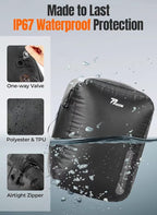 Vacuum Bags for Travel, 180° Open Zipper, IP67 Waterproof, Reusable Space Saver Compression Bags for Backpack, Suitcase(1 Pack, No Pump)