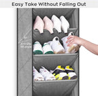 SLEEPING LAMB Over The Door Shoe Organizer for Closet with Large Deep Pockets, Narrow Shoe Rack for Door Hanging Boots Storage, Grey