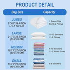 Vacuum Storage Bags with Hand Pump, Plastic Packaging Bags, 80% Space Saver Vacuum Seal Bags for Clothing, Travel Lugggage, Blankets, Comforters, 10 Small