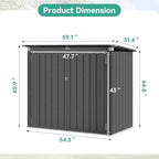 Aoxun 60 CU.FT. Outdoor Storage Shed with Lid Chain for 2 Trash Can & Pneumatic Support Rod Waterproof Trash Can Shed for Patio Lawn Poolside