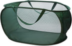 HONOMA Sturdy Mesh Laundry Hamper Basket Bag,Pop up Basket with Side Pocket for Laundry Room, Bathroom, Kids Room, College Dorm or Travel (Pop Horizontal, Emerald)