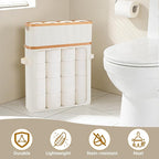 Livole 2-in-1 Toilet Paper Storage with Lid Toilet Paper Basket- 20 Regular Rolls or 15 Mega Rolls Extra Large Toilet Paper Organizer for Bathroom, Beige