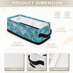 Narrow Storage Baskets Organizer for Toilet Paper Rolls Towels, Fabric Organizer Basket with Handles Collapsible Storage Bin for Bathroom Living Room Office, Pink Peach Blossom Blue