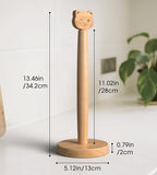 Cute Wooden Paper Towel Holder Stand - Kitchen Paper Hanger Rack Bathroom Towel Roll Stand Organizer Simply Standing Countertop Paper Roll Holder, Cat
