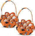 Sweetude 2 Pieces Egg Basket Mini Egg Collecting Bags Gathering Basket with 7 Pouches for Easter Farmhouse Chicken Hen Duck Goose Housewife Garden Transporting Storage, 8 x 2.6 Inch (Orange)