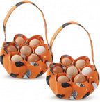 Sweetude 2 Pieces Egg Basket Mini Egg Collecting Bags Gathering Basket with 7 Pouches for Easter Farmhouse Chicken Hen Duck Goose Housewife Garden Transporting Storage, 8 x 2.6 Inch (Orange)