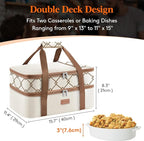 Lifewit Insulated Double Decker Casserole Carrier, Lasagna Lugger Holder for Hot or Cold Food, Fits 9" x 13" Baking Dish, Thermal Lunch Tote Bag for Potluck Parties, Picnic and Cookouts, Cream