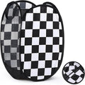 Remerry Collapsible Laundry Basket Hamper 22 x 14 Inches Foldable Pop up Clothes Storage with Handles Black White Checkered for Home and Travel