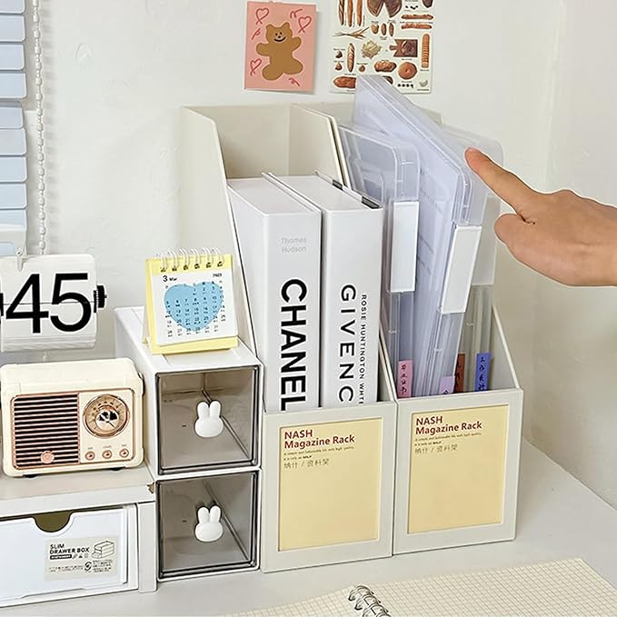 6 Pack A4 File Portable Project Case, Plastic Storage Box for 8.5" x 11" Letter Paper, Documents Magazines Holder Scrapbook Paper Storage Boxes (blue)