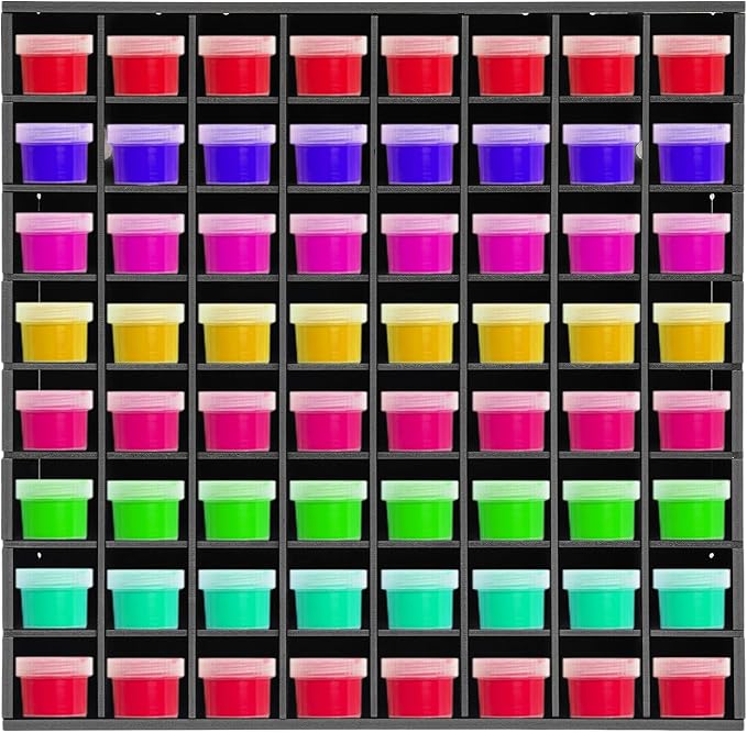 2-Pack Paint Organizer Storage Rack, 64-Slot Wall Mounted Spray Paint Can Holder, Painting Bottle Organizer Rack Stand, for Art Studio, Garage, Workshop, Artists, Crafters